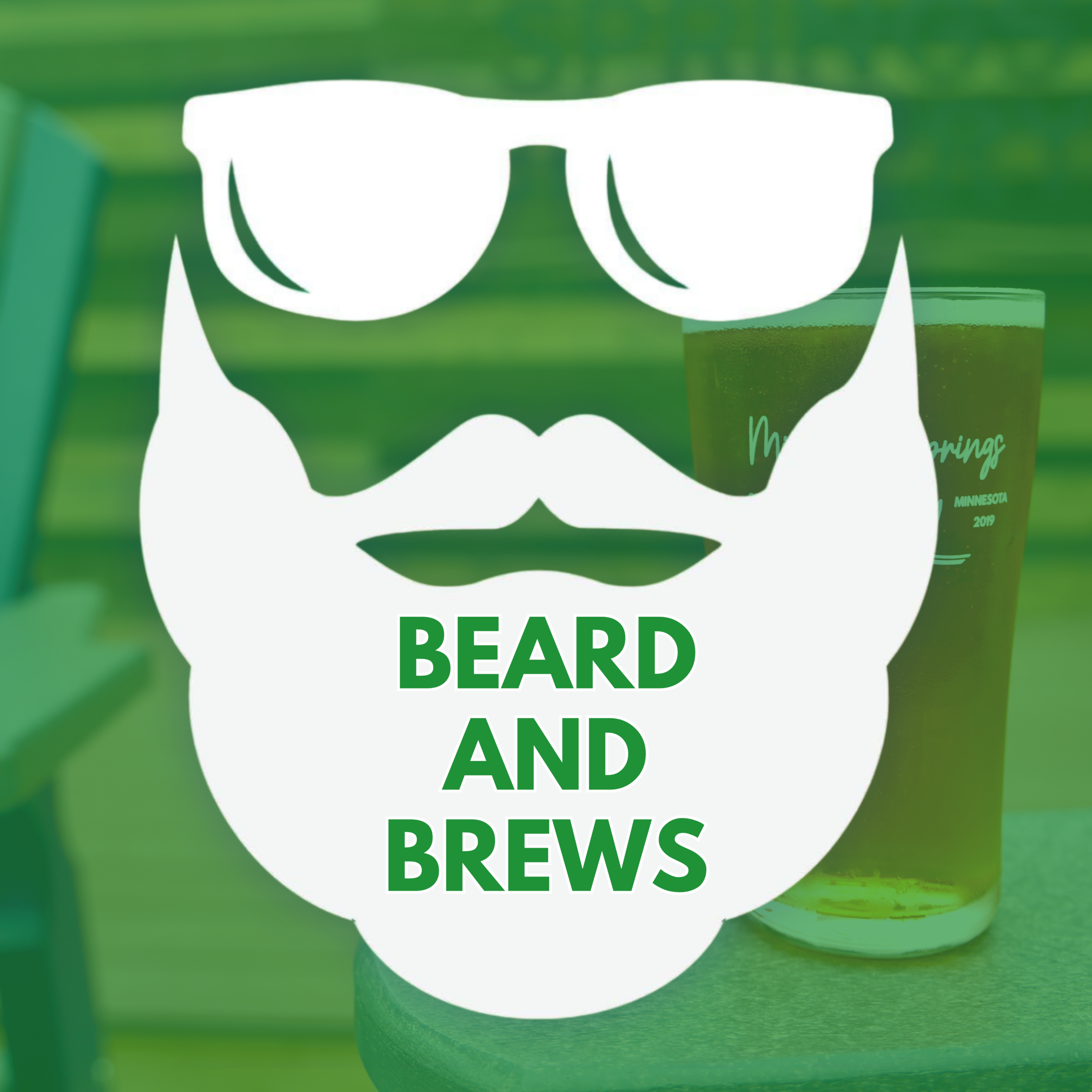 Owatonna Mayor Matt Jessop's iconic beard outline as a logo with the event title Beard and Brews